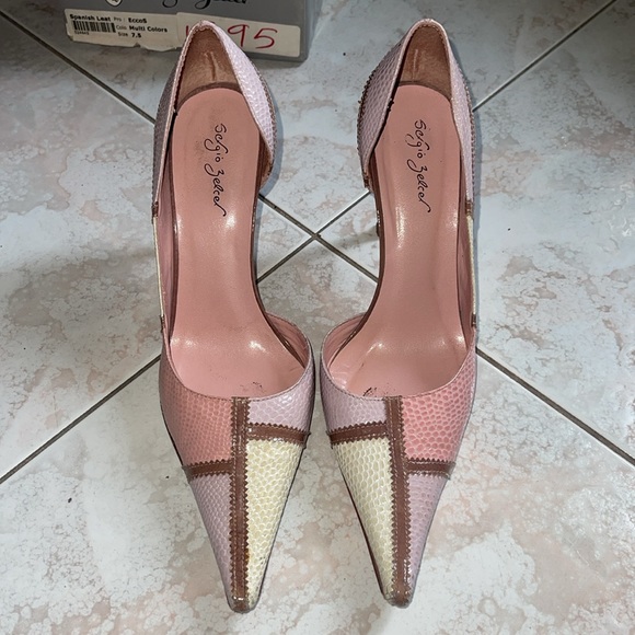 Sergio Zelcer Spanish Leather Heels Size 7.5 - Picture 2 of 6